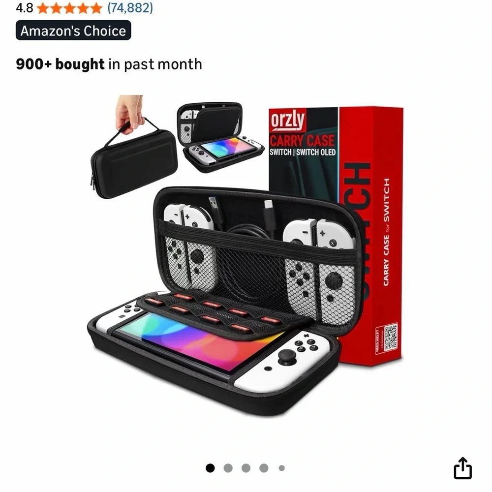 Black Carry Case for Nintendo Switch with Accessories and screen protectors